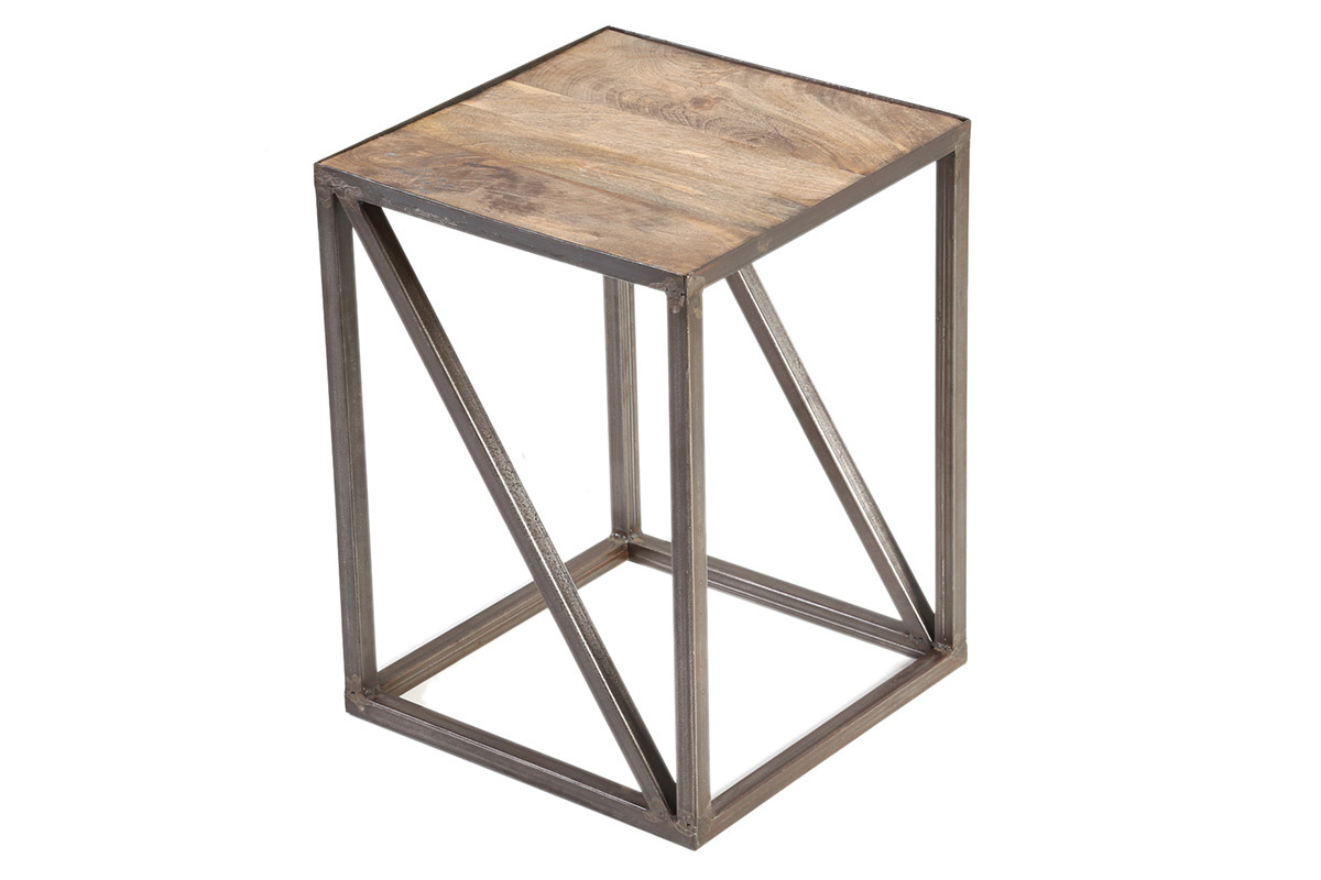 Tavolino stile industriale in legno e metallo ATELIER