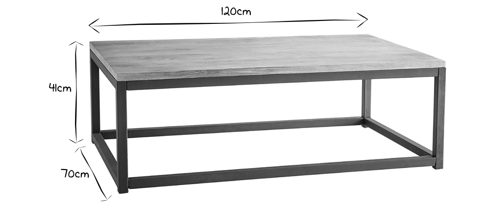 Tavolino stile industriale in legno e metallo FACTORY