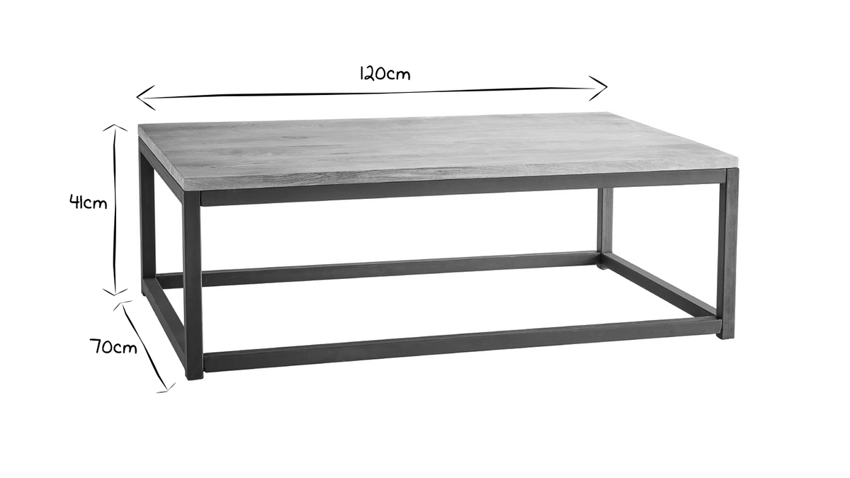 Tavolino stile industriale in legno e metallo FACTORY