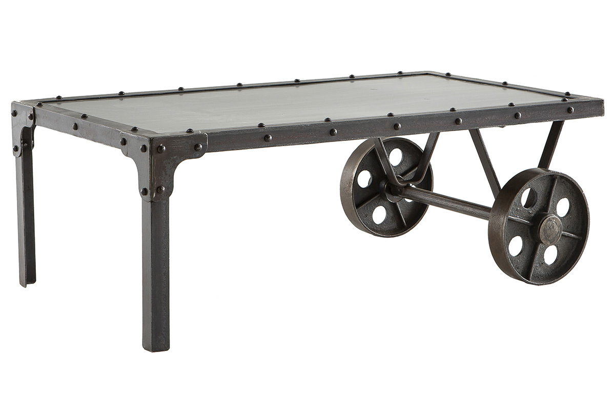 Tavolino stile industriale in metallo CHARIOT