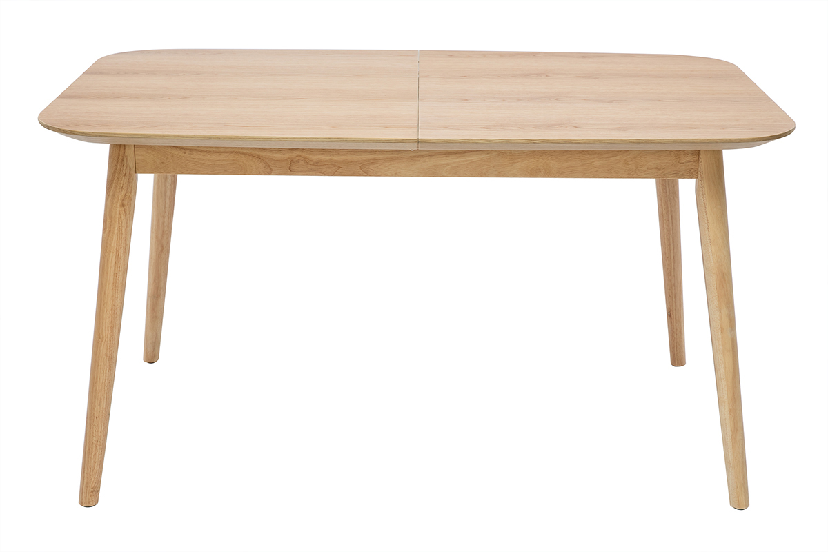Tavolo allungabile con allunghe integrate rettangolare in legno chiaro rovere L140-170 cm ANK