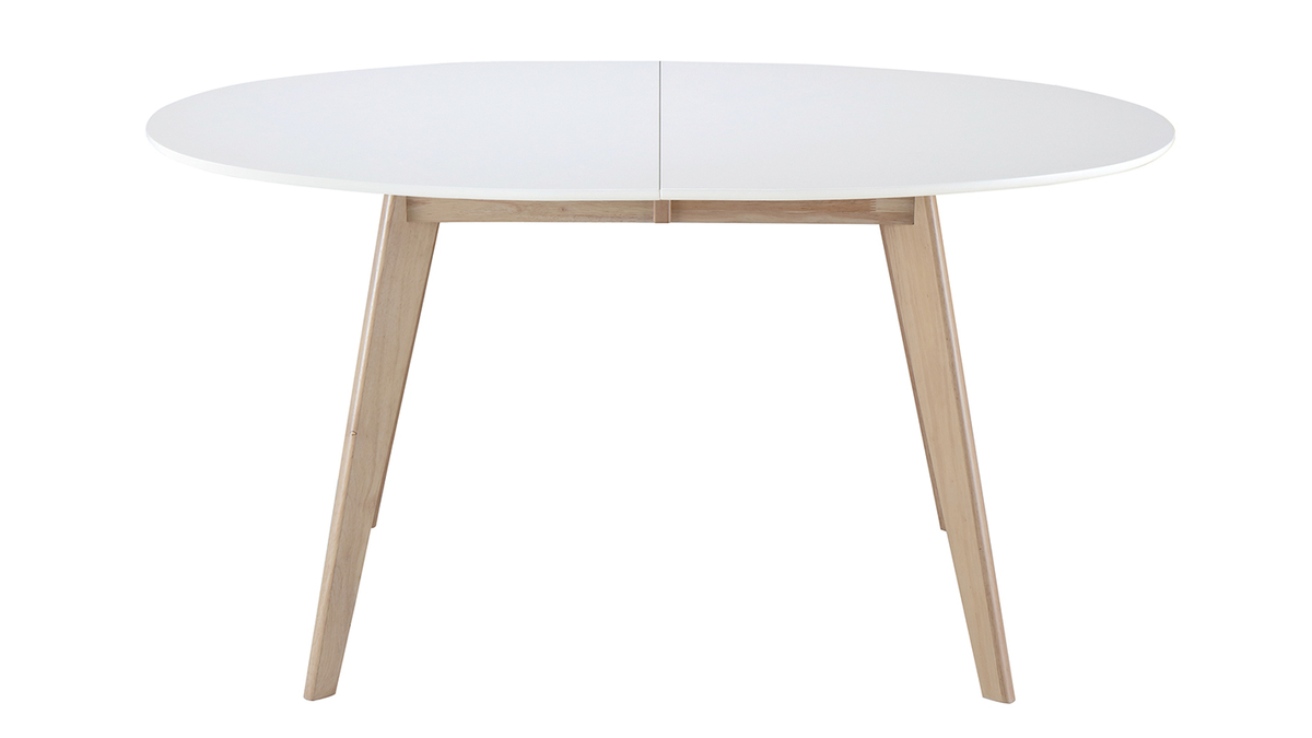 Tavolo allungabile ovale bianco e legno chiaro L150-200 LEENA