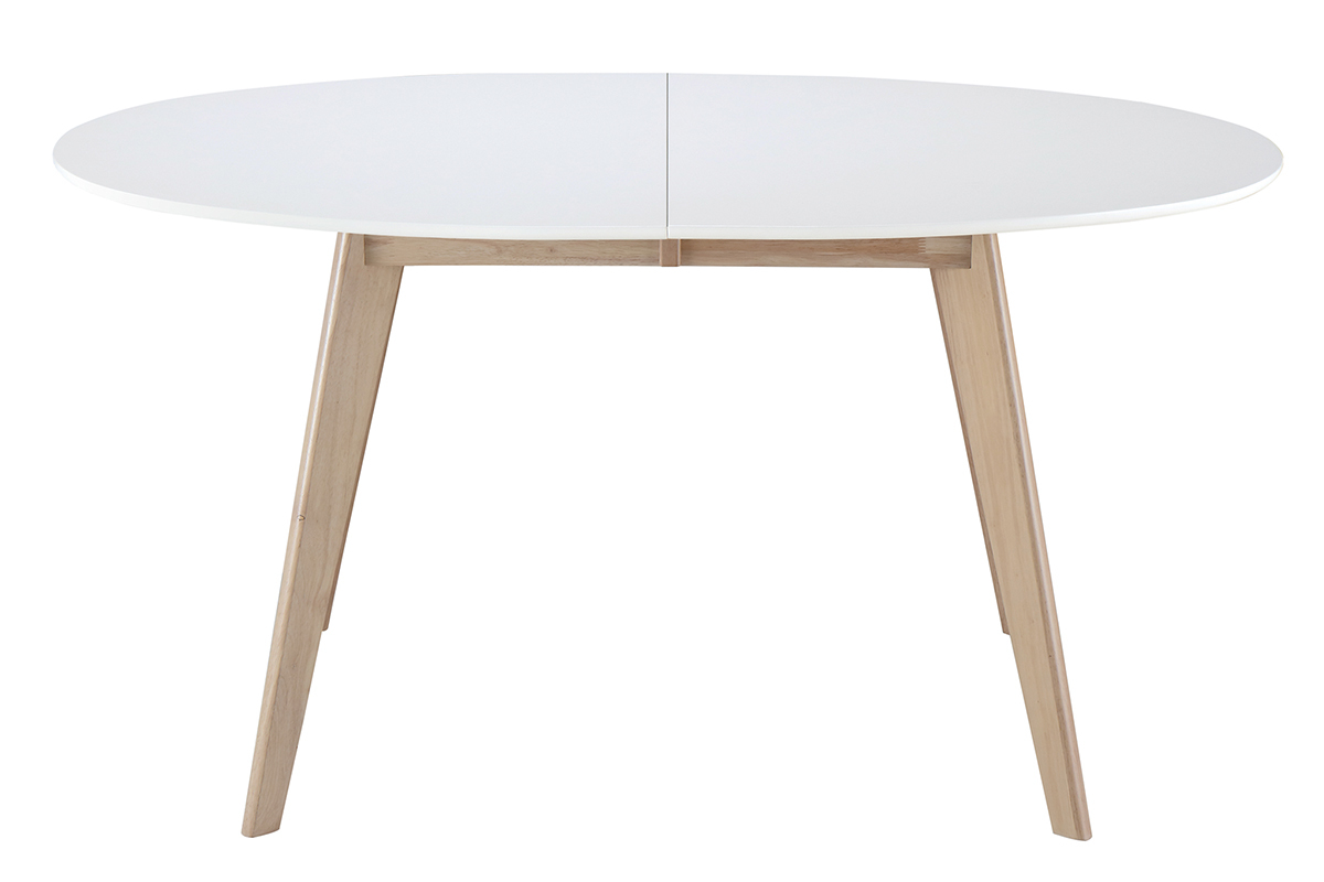 Tavolo allungabile ovale bianco e legno chiaro L150-200 LEENA