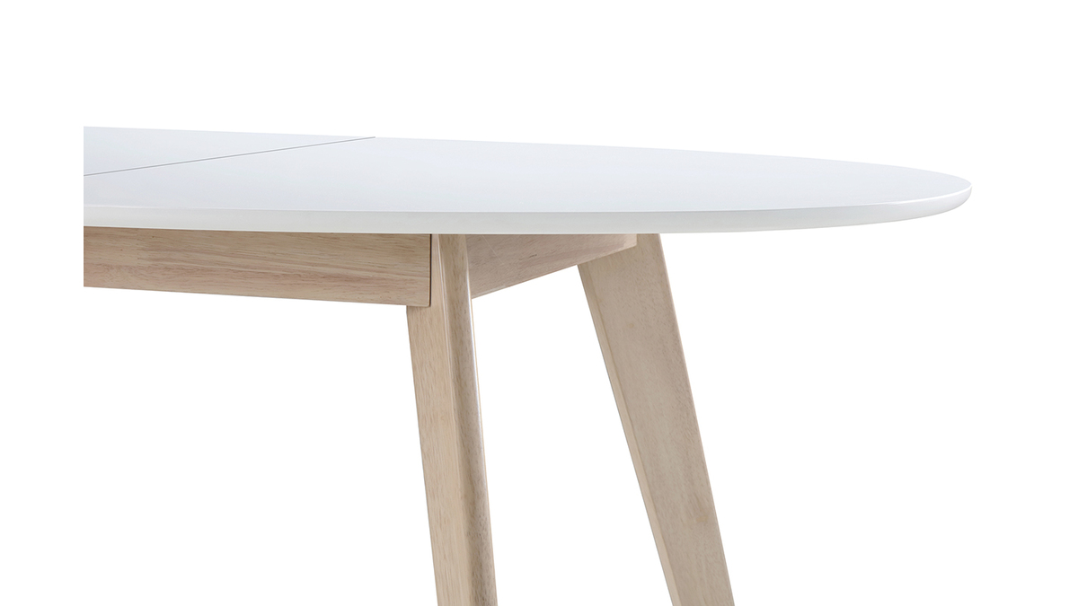Tavolo allungabile ovale bianco e legno chiaro L150-200 LEENA