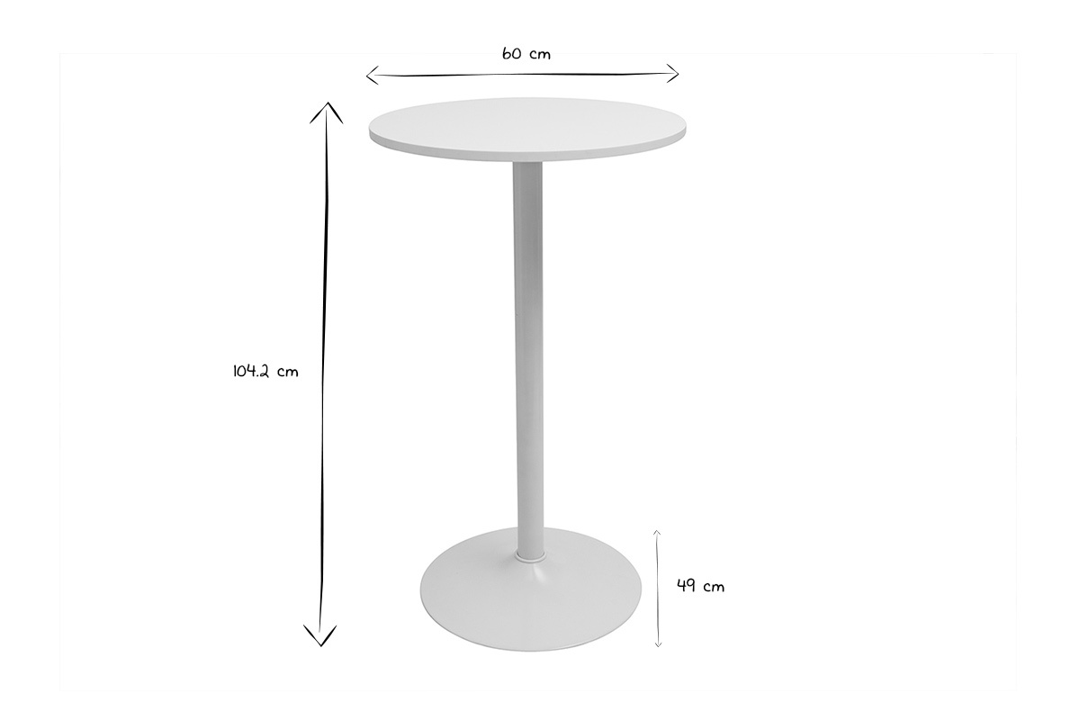 Tavolo alto design rotondo bianco D60 cm CALISTA