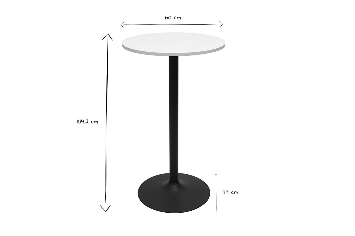 Tavolo alto design rotondo bianco e nero D60 cm CALISTA