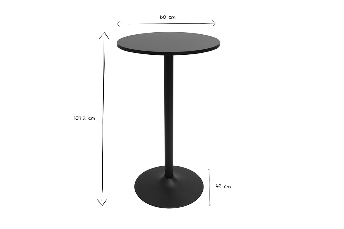Tavolo alto design rotondo nero D60 cm CALISTA