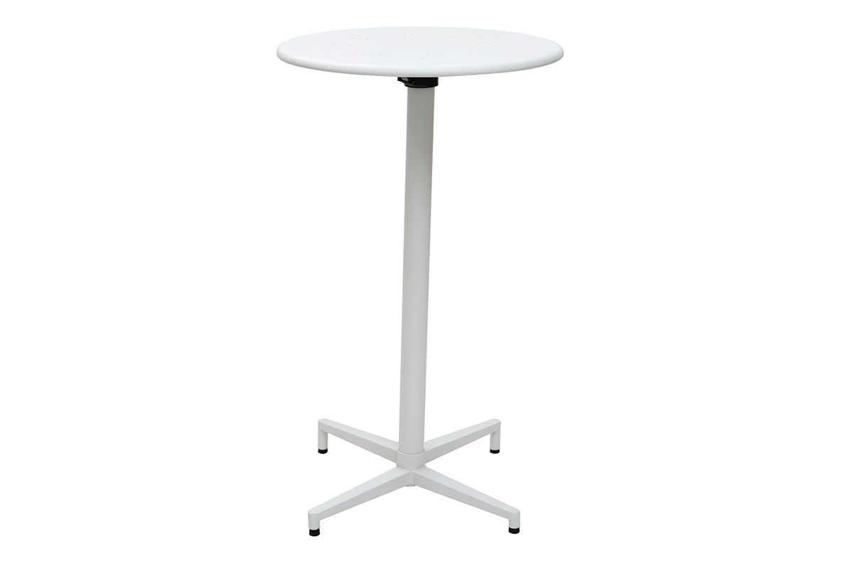 Tavolo alto pieghevole rotondo in metallo bianco DOTS