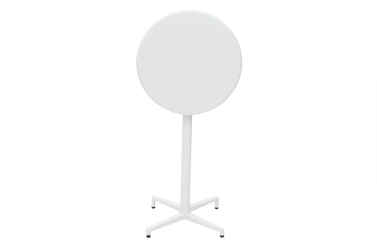 Tavolo alto pieghevole rotondo in metallo bianco DOTS