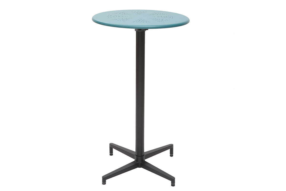 Tavolo alto pieghevole rotondo in metallo blu DOTS