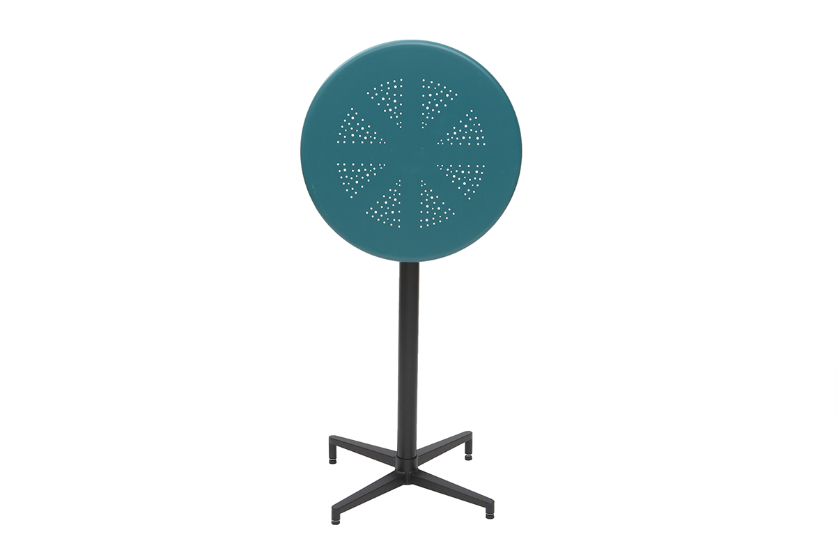 Tavolo alto pieghevole rotondo in metallo blu DOTS