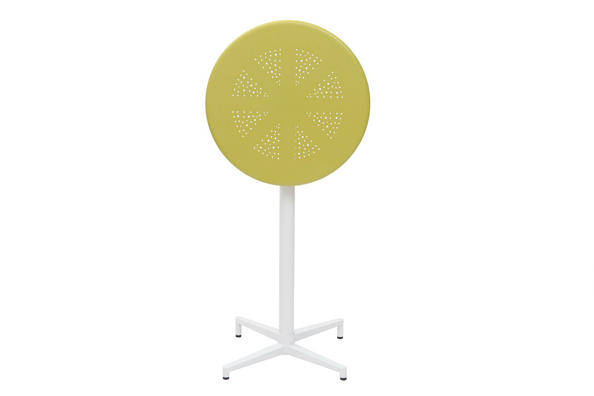 Tavolo alto pieghevole rotondo in metallo verde anice DOTS