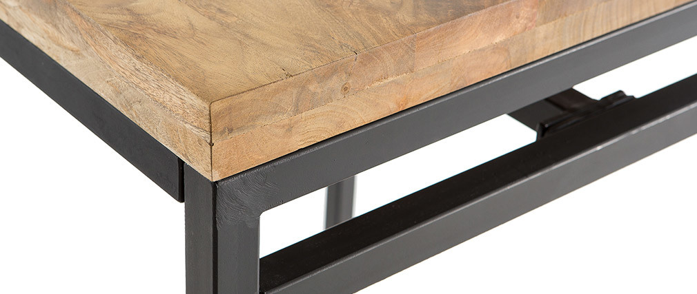 Tavolo alto quadrato in legno di mango e metallo Nero YPSTER