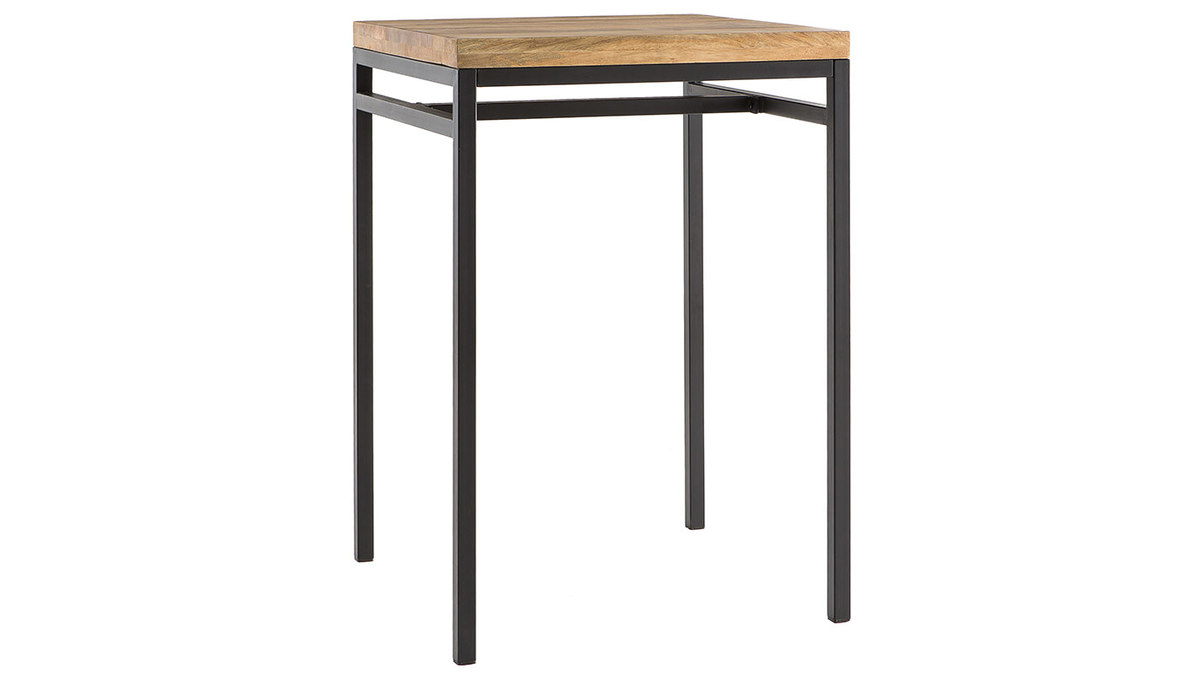 Tavolo alto quadrato in legno di mango e metallo Nero YPSTER