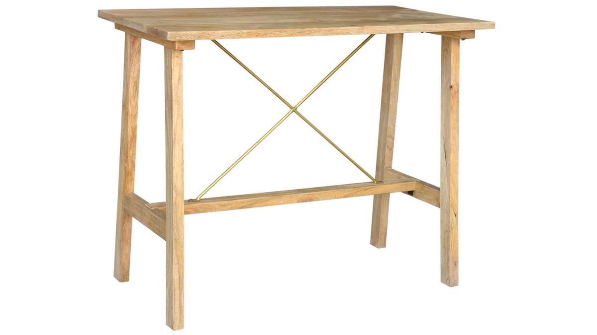 Tavolo bar in legno massello di mango e metallo dorato L130 cm MARGHA