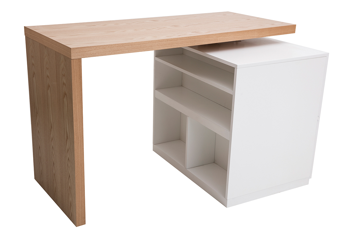 Tavolo bar modulabile con contenitore bianco opaco e rovere H91 cm MAX