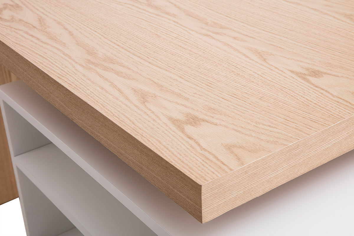 Tavolo bar modulabile con contenitore bianco opaco e rovere H91 cm MAX