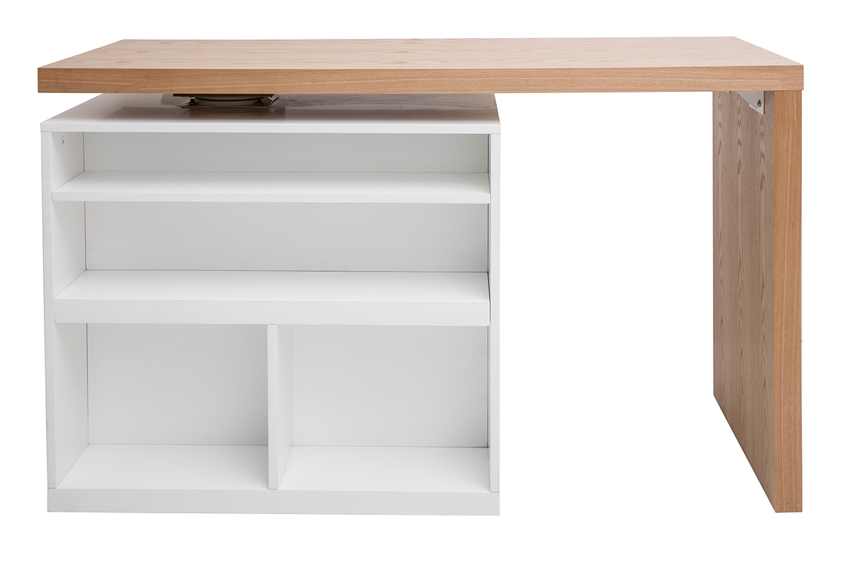 Tavolo bar modulabile con contenitore bianco opaco e rovere H91 cm MAX
