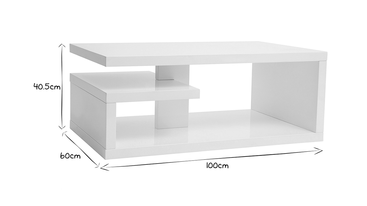 Tavolo basso design laccato bianco L100 cm HALTON