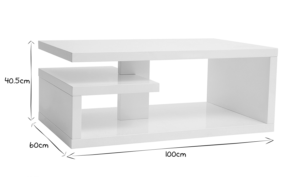 Tavolo basso design laccato bianco L100 cm HALTON