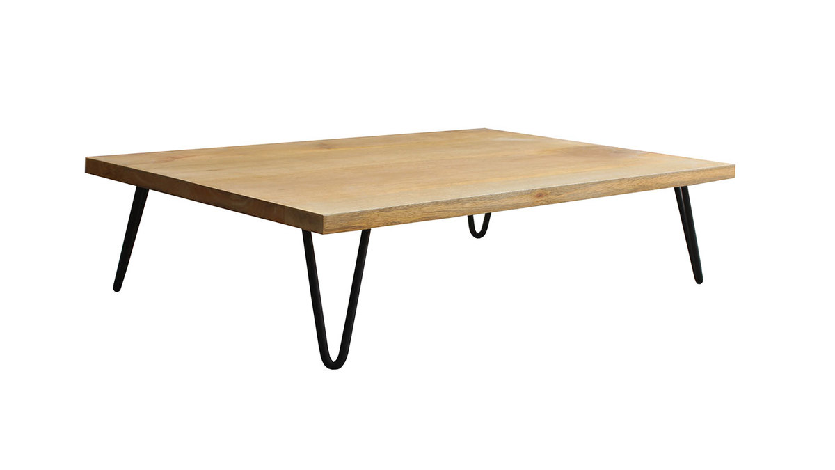 Tavolo basso in legno di mango con piede a forma di spillo in metallo modello VIBES