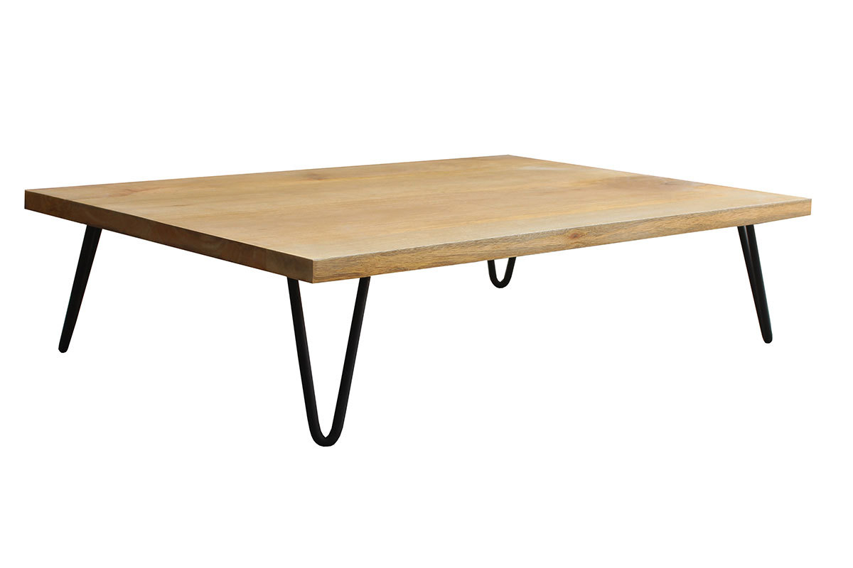 Tavolo basso in legno di mango con piede a forma di spillo in metallo modello VIBES