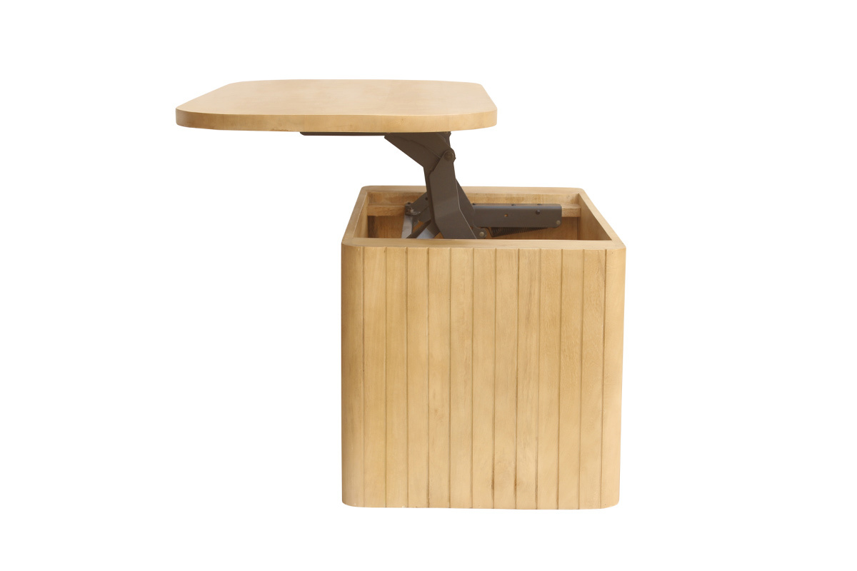Tavolo basso rettangolare con sollevamento in legno massiccio di mango L100 cm LATIGO