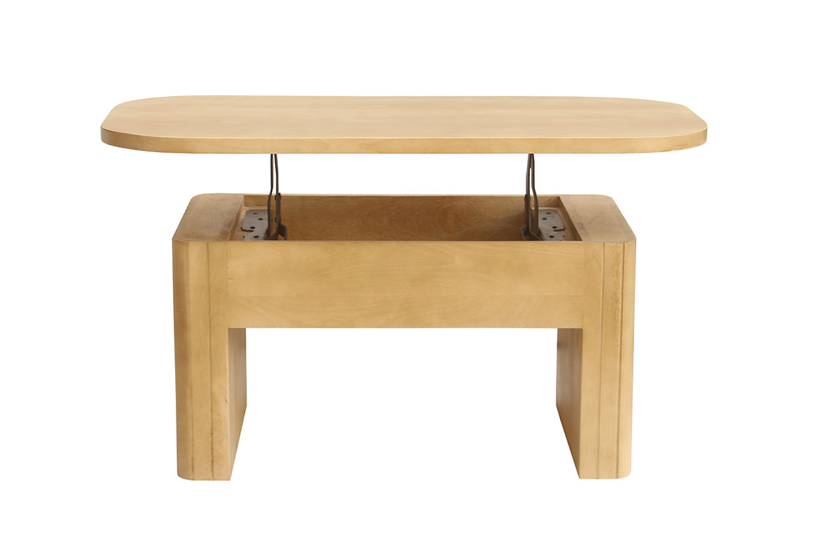 Tavolo basso rettangolare con sollevamento in legno massiccio di mango L100 cm LATIGO