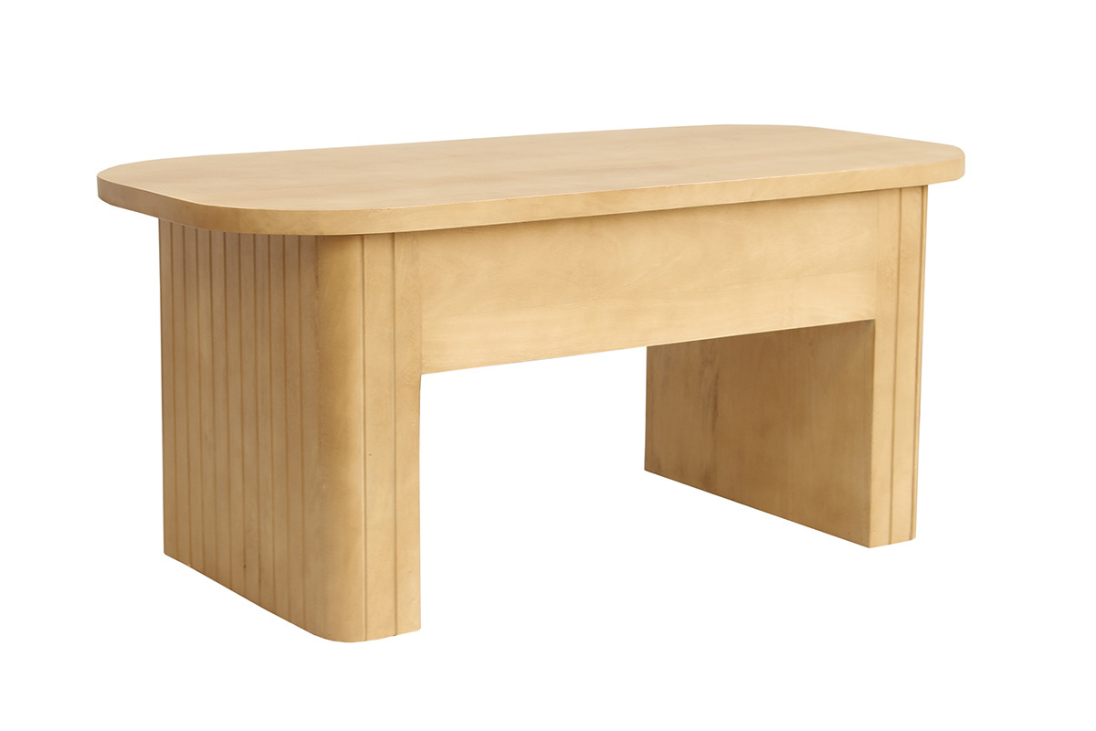 Tavolo basso rettangolare con sollevamento in legno massiccio di mango L100 cm LATIGO