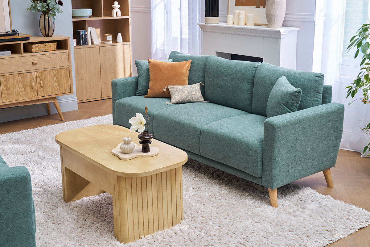 Tavolo basso rettangolare con sollevamento in legno massiccio di mango L100 cm LATIGO