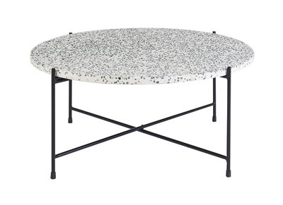 Tavolo basso rotondo design in terrazzo e metallo nero D81 cm MEZZO