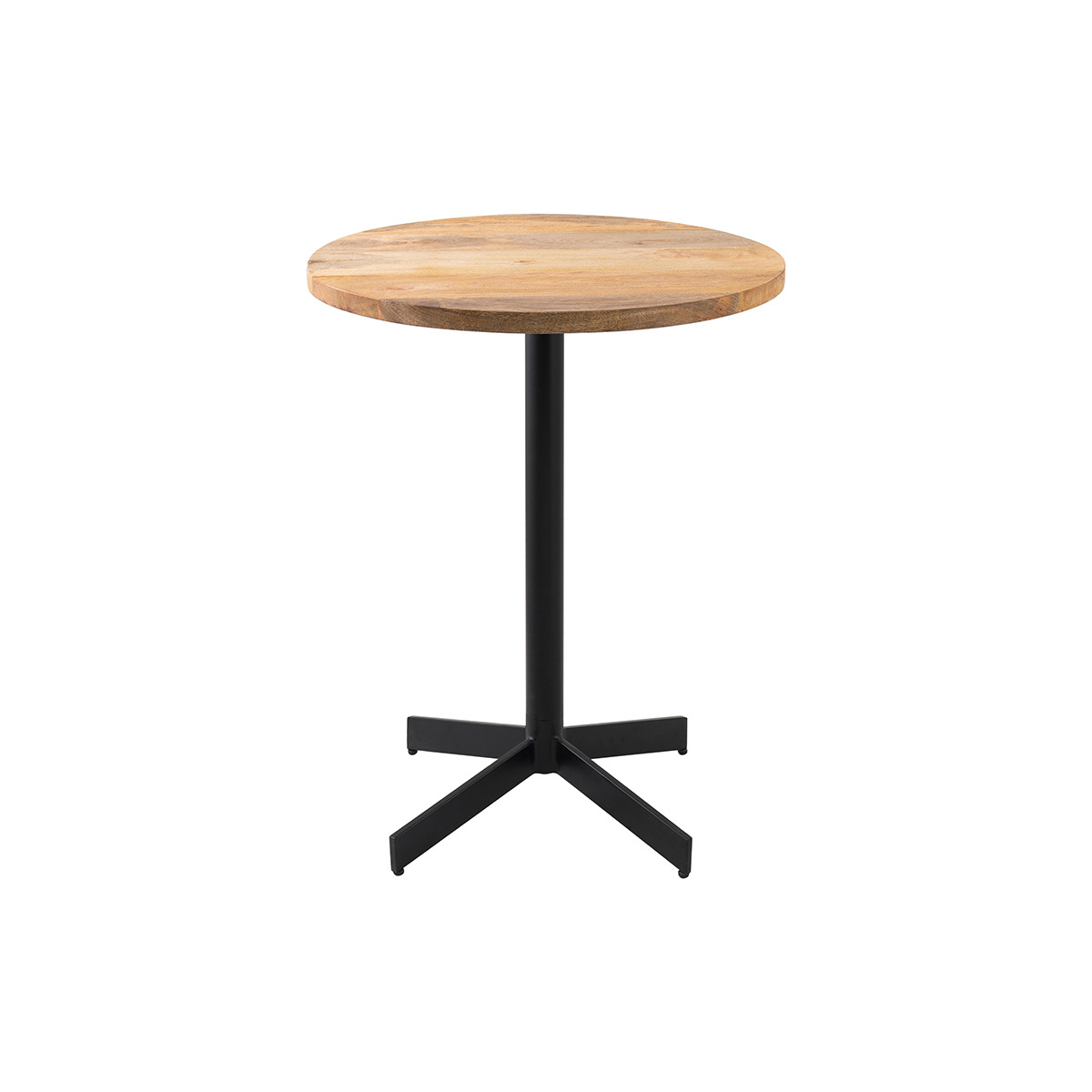 Tavolo bistrot rotondo in legno massiccio e metallo nero D60 cm MEERA