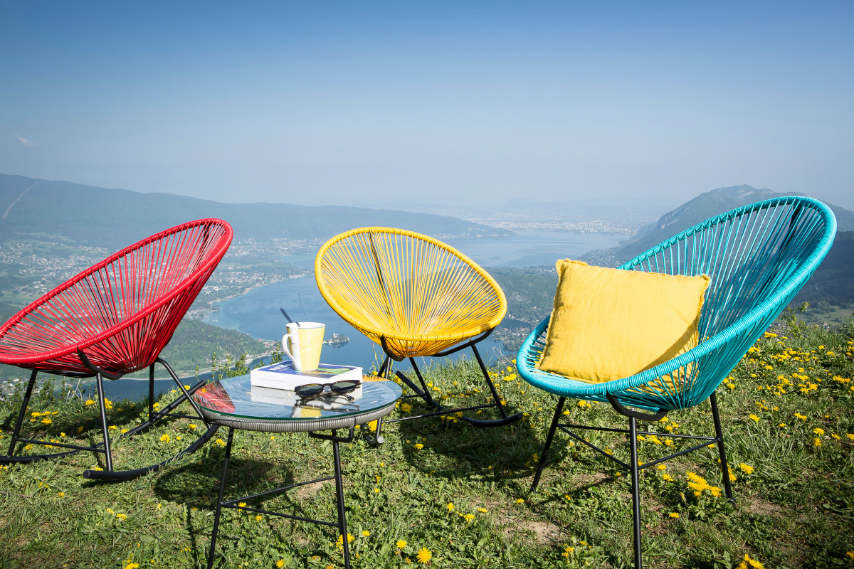 Tavolo complementare da giardino in fili di resina Bianco BELLAVISTA