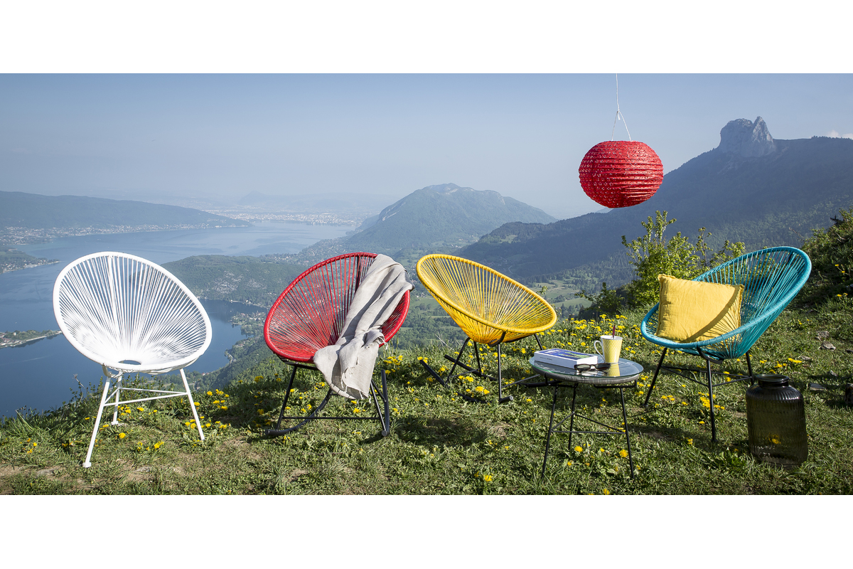 Tavolo complementare da giardino in fili di resina Grigio BELLAVISTA