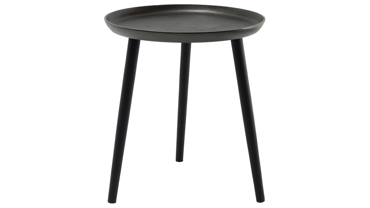 Tavolo complementare design metallo e piedi legno nero LINTA