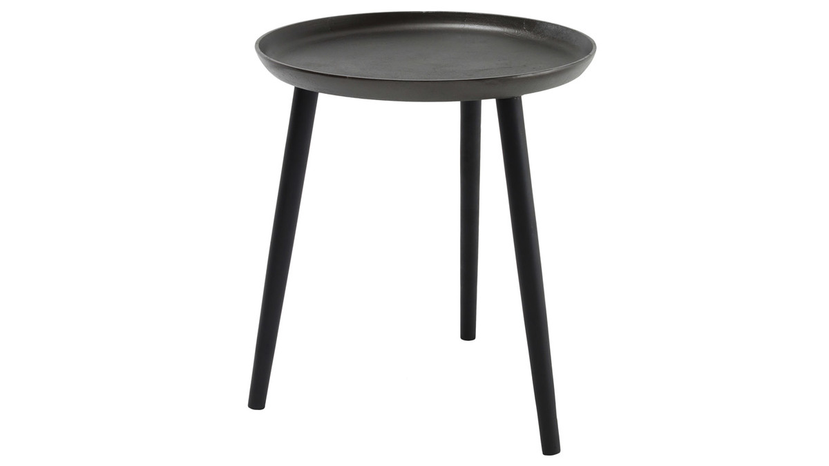 Tavolo complementare design metallo e piedi legno nero LINTA