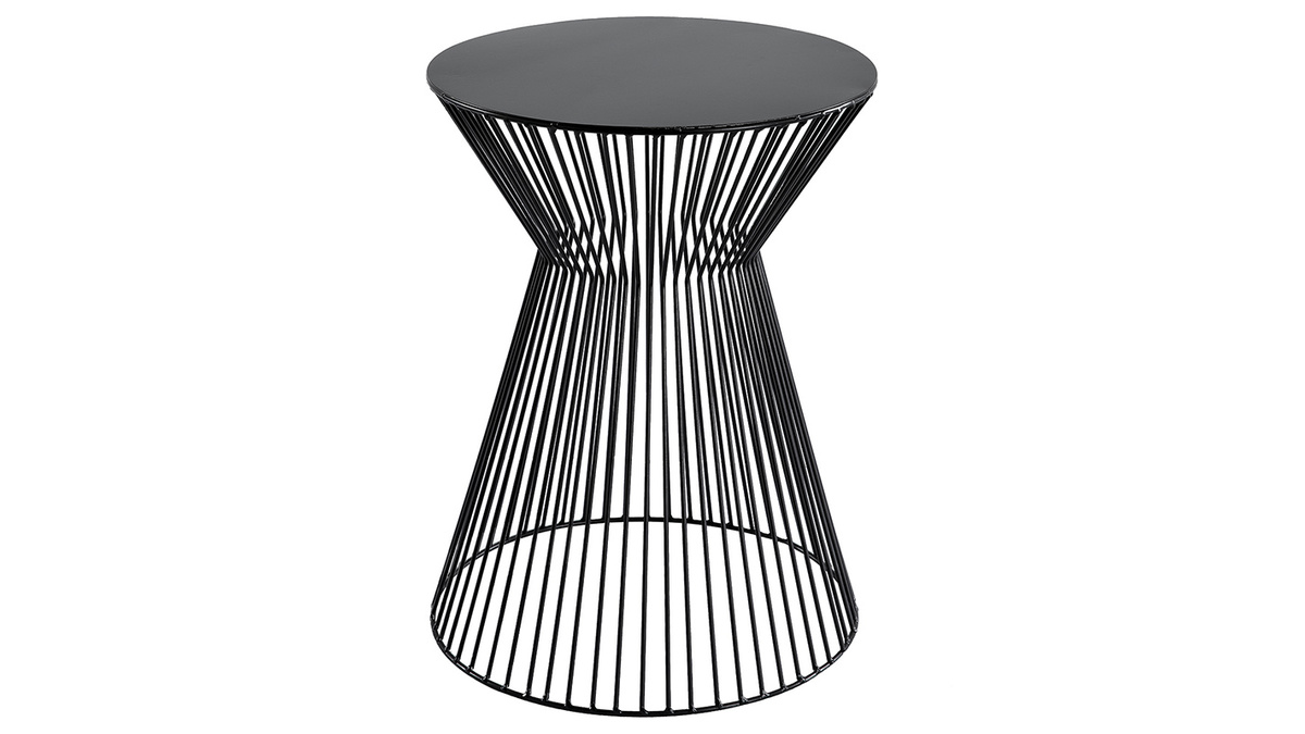 Tavolo complementare design struttura a fili in metallo Nero TIMY