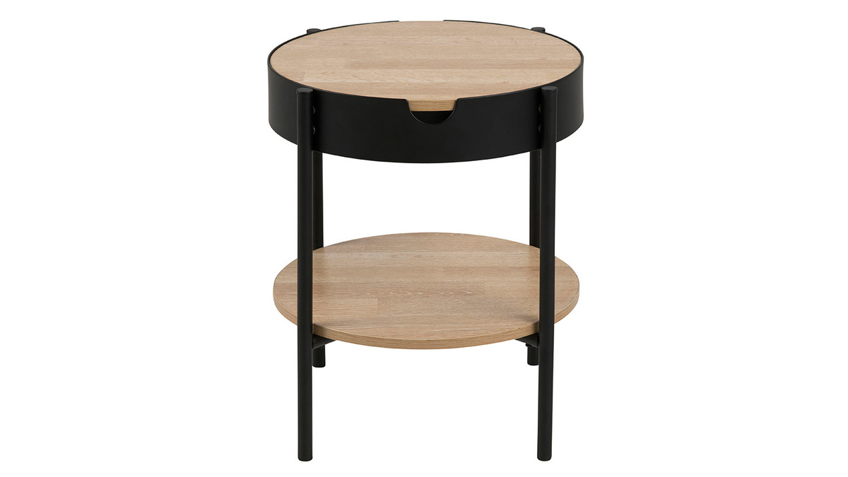 tavolo complementare in legno e metallo, colore: nero, diametro: 45 cm, modello: SUIZE
