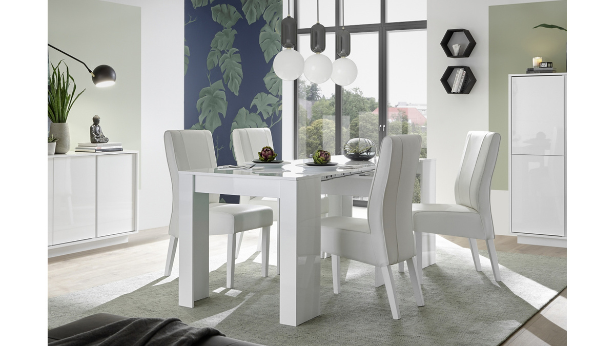 Tavolo consolle allungabile design bianco lucido L54-252 cm COMO