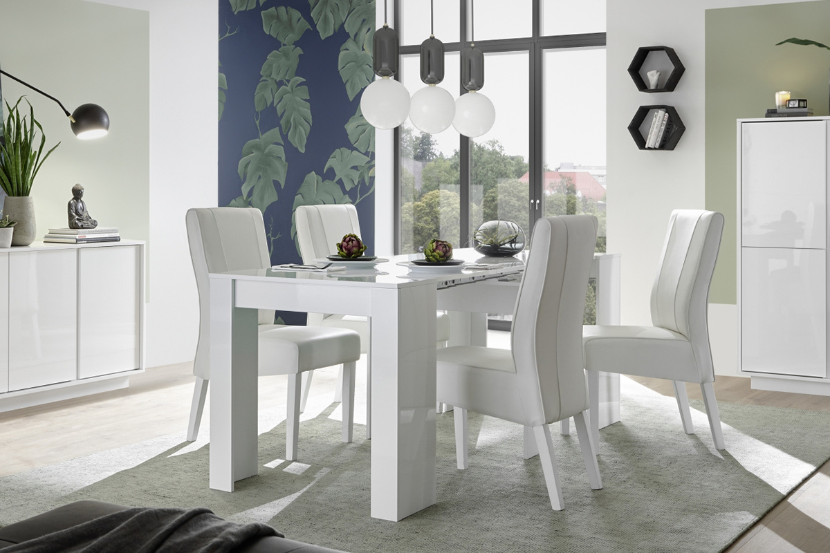 Tavolo consolle allungabile design bianco lucido L54-252 cm COMO