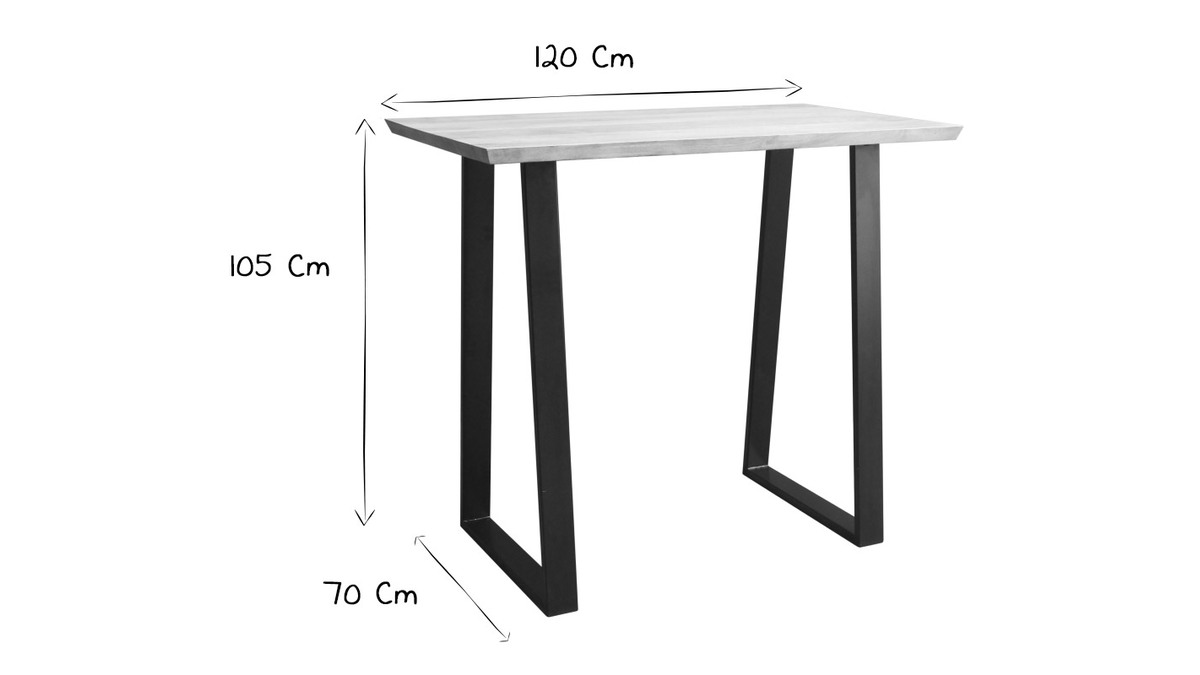 Tavolo da bar in mango e metallo nero L120 cm VIJAY