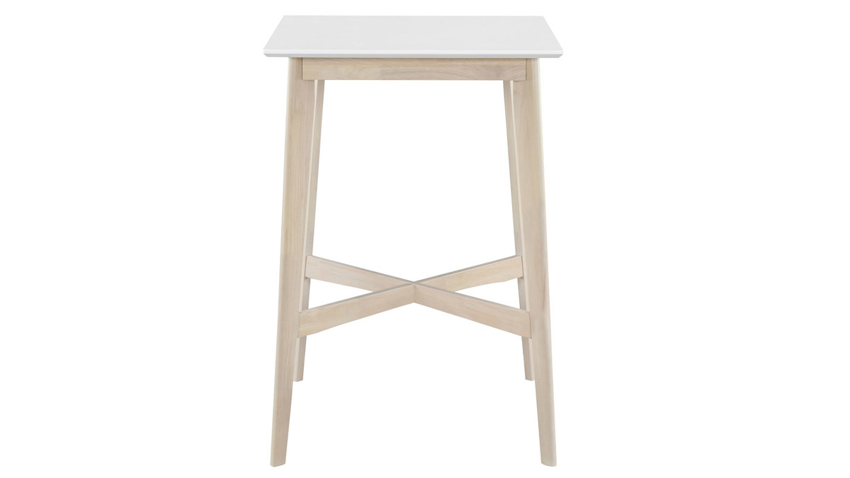 Tavolo da bar quadrato bianco e legno chiaro LEENA