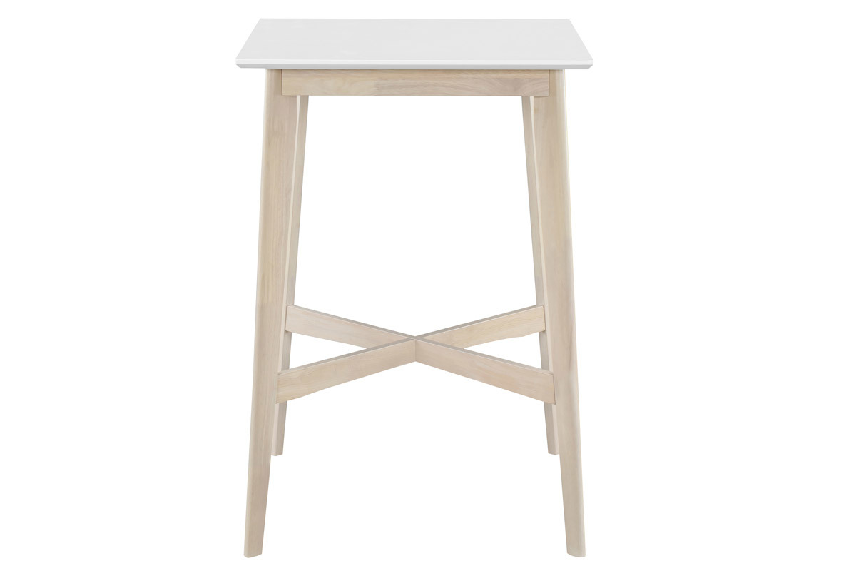Tavolo da bar quadrato bianco e legno chiaro LEENA