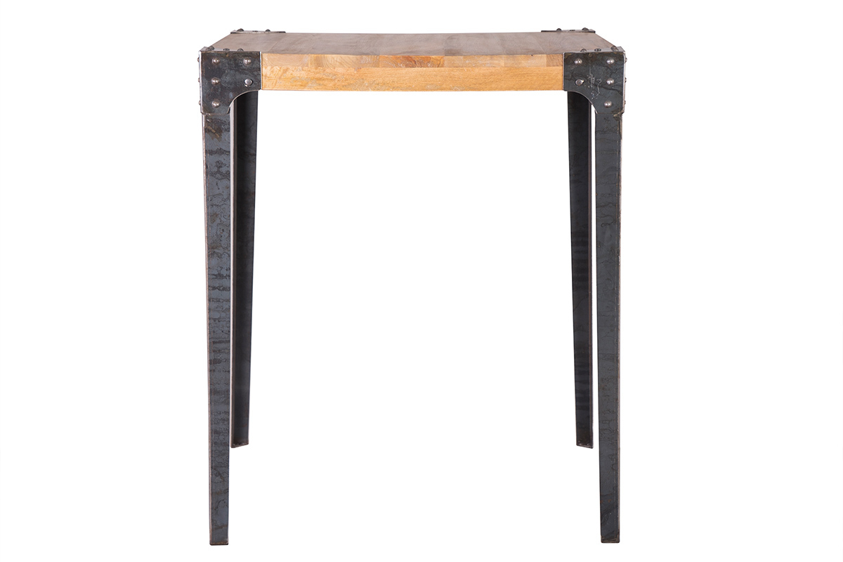 Tavolo da bar quadrato design industriale legno e metallo MADISON