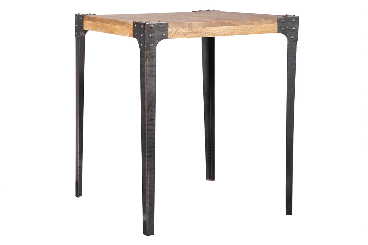 Tavolo da bar quadrato design industriale legno e metallo MADISON