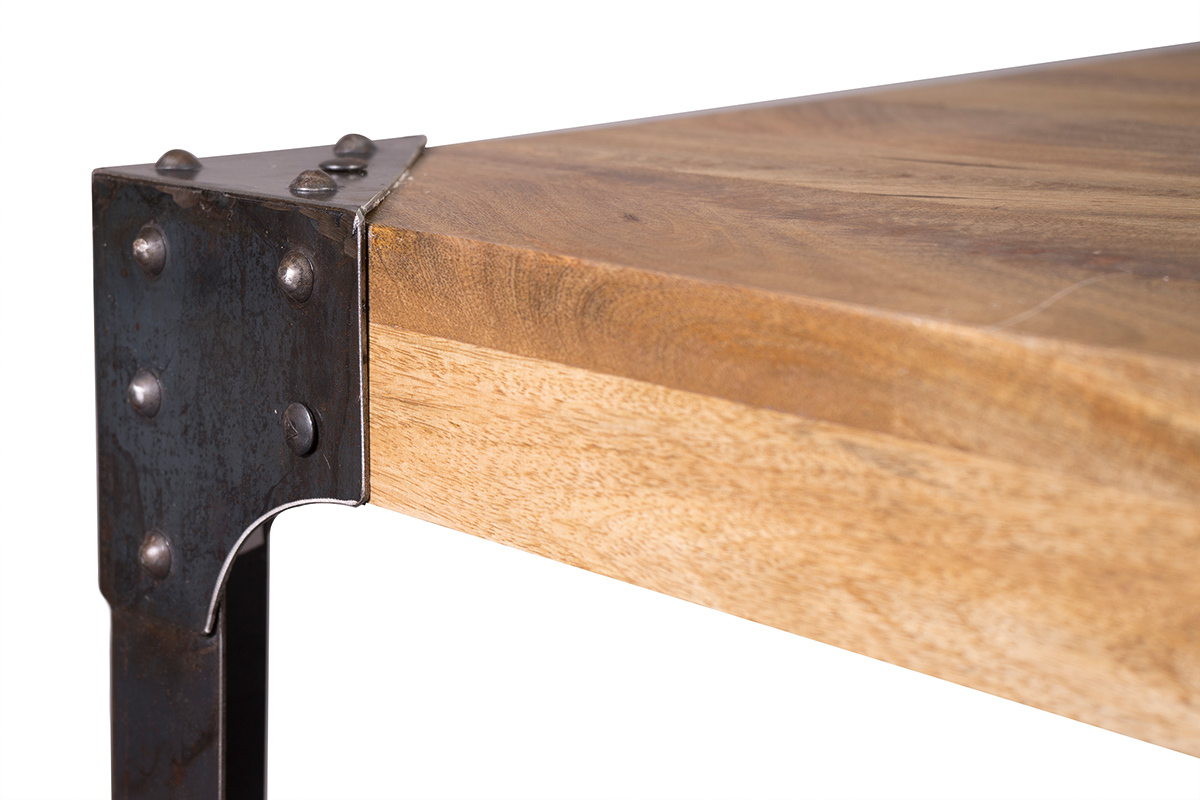 Tavolo da bar quadrato design industriale legno e metallo MADISON