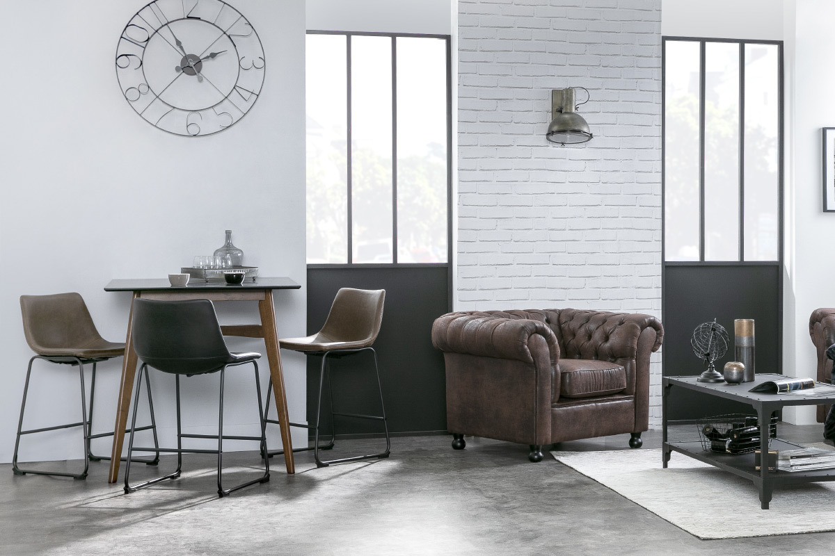 Tavolo da bar quadrato legno e nero LEENA