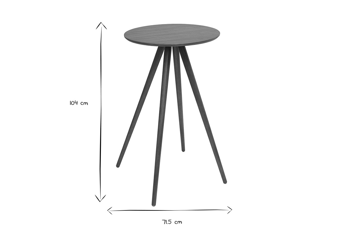 Dimensioni del tavolo da bar rotondo NORDECO in bianco e nero, altezza 104 cm, diametro 71,5 cm.