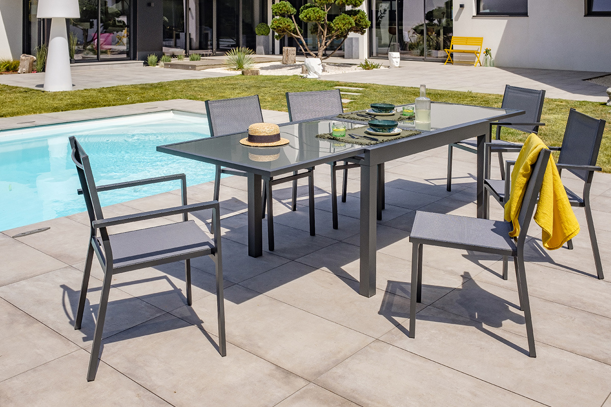 Tavolo da giardino allungabile grigio antracite L135-270 cm PORTOFINO