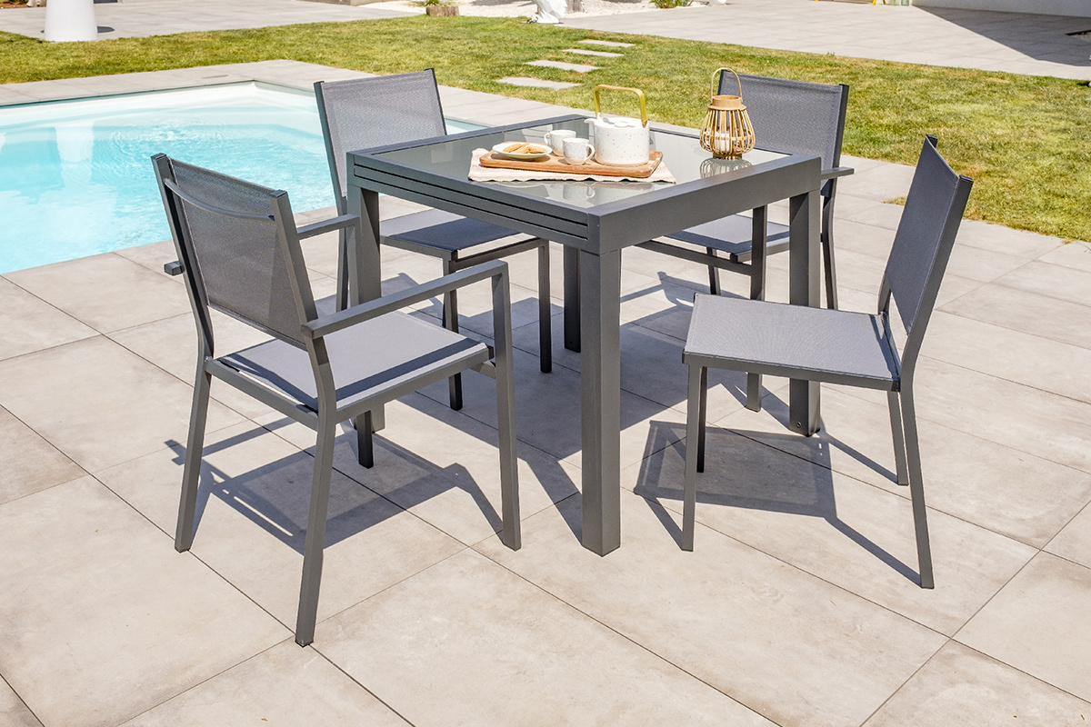 Tavolo da giardino allungabile grigio antracite L90-180 cm PORTOFINO